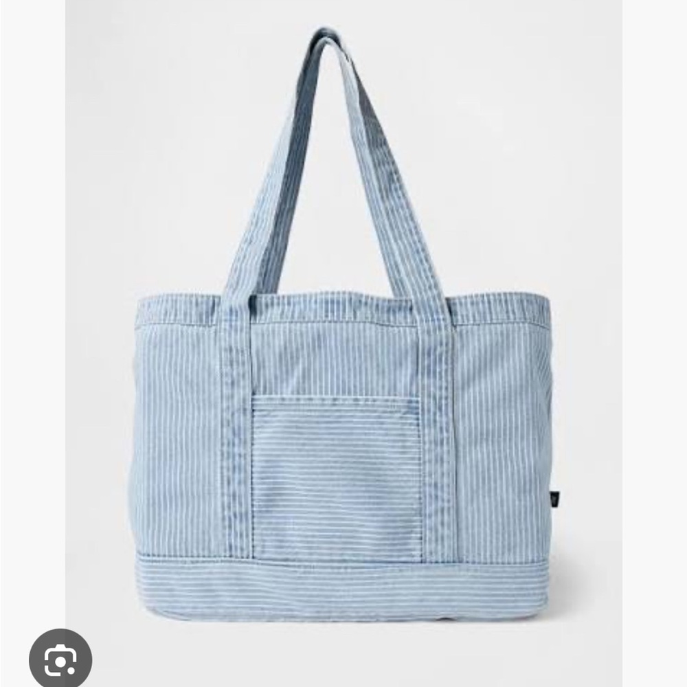 GAP Light Denim Blue Striped Tote
